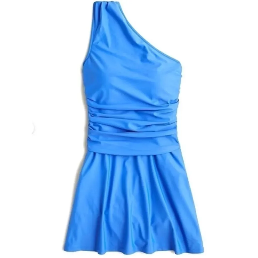 J.Crew Ruched one-shoulder swim dress in blue 6